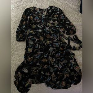 New York & Company Black pattern wrap dress